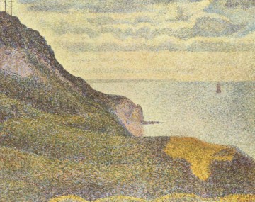 ジョルジュ・スーラ Painting - ポート アン ベッサンの手旗信号機と崖 1888